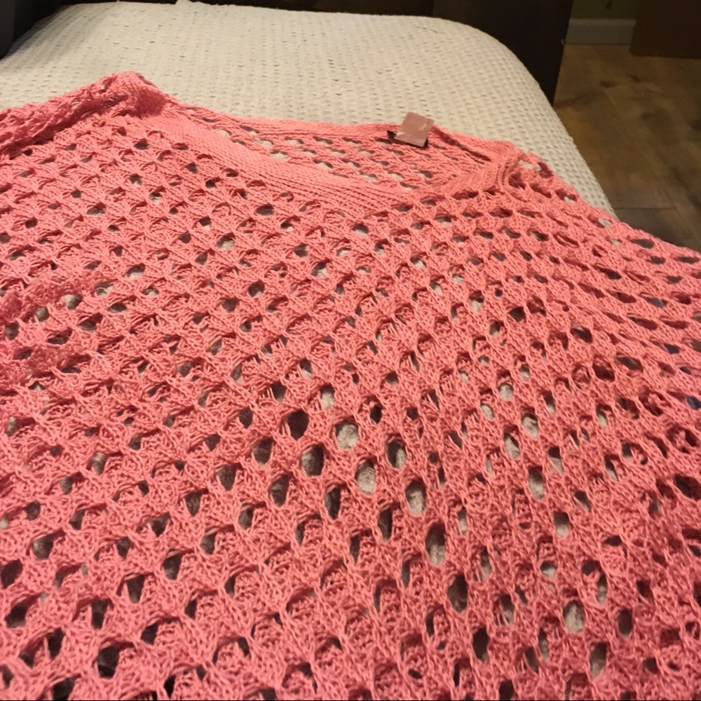 Crochet pink Shawl, one size